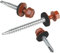 Vis pour tôles trapézoïdales PAROTEC, vis autoperceuses et autotaraudeuses avec rondelle d'étanchéité EPDM, tête hexagonale, 4,8 mm x 70 mm, RAL 8004 Rouge brique, 200 pièces