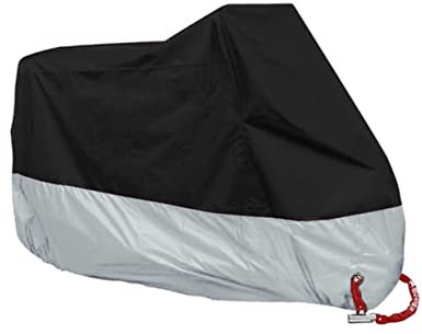 MUCKLILY Motorradabdeckung mit Elastischem Saum aus Polyester UV Beständig und Größe XXXXL Aufbewahrungstasche für Indoor und Outdoor