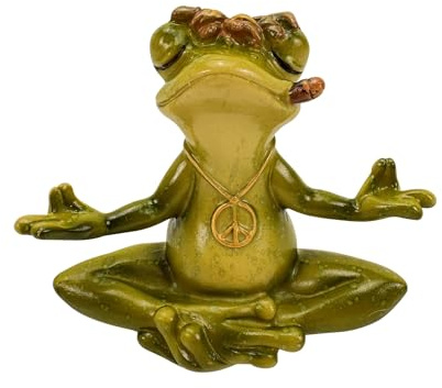 Online Fuchs Gartenfiguren Yoga Frosch für Garten, Heim oder Büro - Deko Figuren wetterfest, für den Außenbereich geeignet (Meditationsfrosch klein)