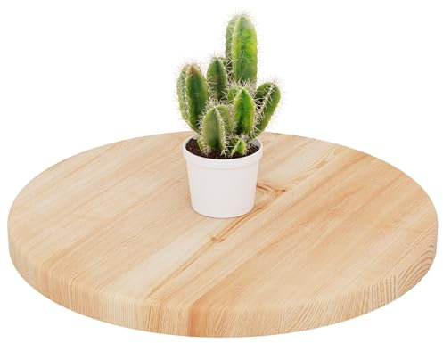 LAMO Manufaktur Holzplatte rund 40 cm aus Naturholz | Tischplatte für Couchtisch, Kaffeetisch, Nachttisch | Stärke: 28 mm | Farbe: Natur