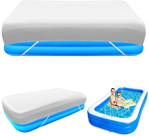 120 x 72 in Inflatable Pool Cover Rectangular 6x10 Inflatable Rectangle Swimming Pool Cover 10 Foot infaltable Pool Cover Dustproof for Outdoor Paddling Family Pools Protector
