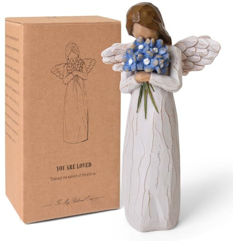 Forget Me Not Gifts, Sympathy Bereavement Gifts, Hand-Painted Angel Statue