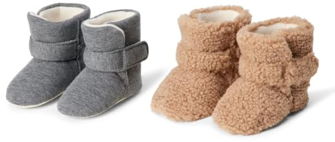 Amazon Essentials Unisex Baby Weiche Winter-Trageschuhe Stiefeletten mit Klettverschluss, 2er Pack