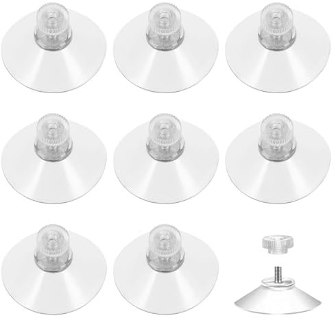 8 Pcs Suction Cups,40mm Clear Plastic Sucker Pads,Window Suckers for Glass,with Knurled Nut,for Glass Mirror Window Wall Door Table Top and Other Smooth Flat Daily Hanging