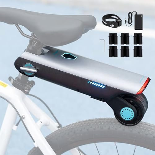 Booster Électrique pour Vélo, 4 Modes D'assistance Électrique, Kit Auxiliaire Électrique pour Vélo, Kit De Conversion pour Vélo Électrique, 6 Adaptateurs De Tige De Selle(Blue)
