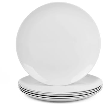 LaGlint 8.5 inch 22 cm Salad Plate Set of 6 White Opal Glass | lightweight durable, microwave and dishwasher safe, round white finish, appetizer dessert use, modern kitchen tableware