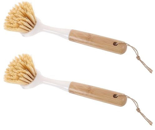 NIYANGLE 2 Piezas Cepillo de Plástico para Cocina para Limpiar Ollas y Platos Mango Ergonómico y Resistente para Suciedad Difícil Cocina Uso Doméstico y Profesional