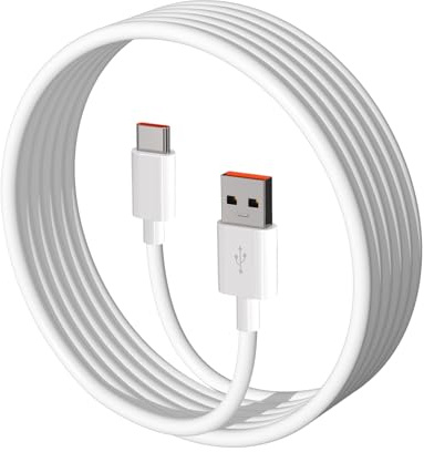 USB C Cable 5M Extra Long Power Extension Cord, Compatible with Mi 2K Security Camera, Ring Pan-Tilt, SoloCam, Blink Mini 2, CCTV, Baby Monitors, White USB to USB-C Charging Cable with Clips