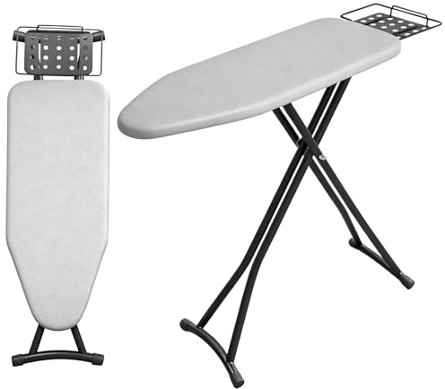 Kezidhp Bügelbrett für Dampfbügelstation, Klappbar & Höhenverstellbar mit Hitzebeständigem Bügeleisenständer, 4-lagige Polsterung, 110 x 31 cm