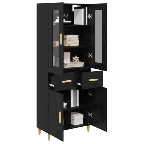 vidaXL Highboard Schwarz Eichen-Optik 69,5 x 34 x 180 cm Holzwerkstoff