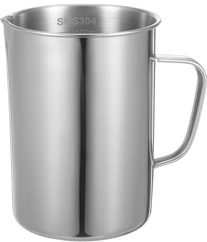UKCOCO Laboratory Measuring Cup 1L Stainless Steel Beaker with Graduated Scale for Accurate Liquid and Solid Measurement in Chemistry Class and Kitchen Use Reusable