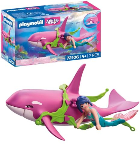 PLAYMOBIL | Fantasy & Magic | Orca mit Meerjungfrau | Großer Orca mit tragbarem Seetang-Armband | Kinder Spielzeug für Kinder ab 4 Jahren | 72106