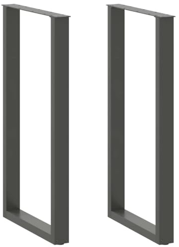 Zeehear Lot de 2 pieds de table de bar en forme de U - En métal robuste réglable - Acier revêtu par pulvérisation - Pour table haute, table basse, meubles - Anthracite - 60 x 110 cm