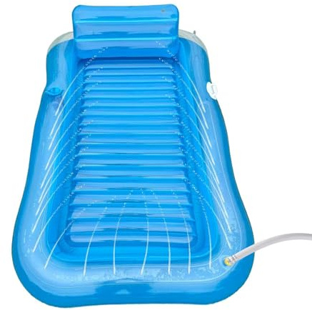 LufazeWasser Pool Luftmatratze Für Erwachsene | Aufblasbare Pool-Flöße Mit Getränkehaltern | Aufblasbare Tanning Pool Mit Kissen | Sonnenpool Lounger Mit Eingebautem Sprinkler 180 X 120 cm