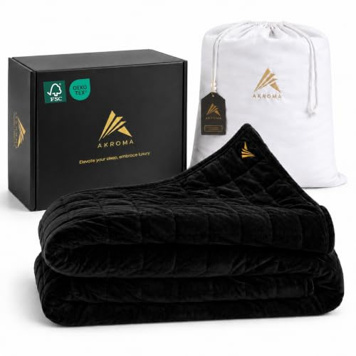 Akroma® Sherpa Fleece Gewichtsdecke 155x220cm 6 kg Schwarz | Schwere Bettdecke für Erwachsene, Oeko-TEX Zertifiziert