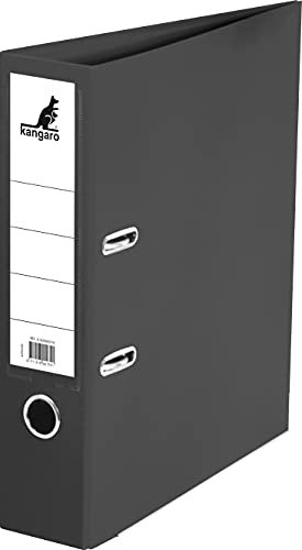 Kangaro PP Kunststoff Ordner 7,5 cm Rückenbreite DIN A4. Farbe Schwarz (Ringordner, Aktenordner, Briefordner), K-3000K314, 7.5x28.5x31.5