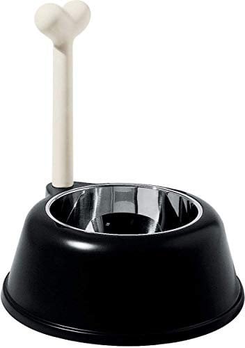 Alessi | Lupita AMMI02 B - Gamelle Design pour Chien en Résine Thermoplastique et Acier Inoxydable 18/10, Noir