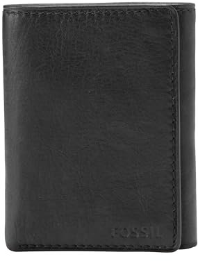 Fossil Ingram Portefeuille en cuir pliable pour homme Noir Taille unique