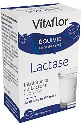 LACTASE 60 Comprimés | Intolérance au Lactose et Digestion difficile | Transforme le lactose en glucose et galactose qui sont plus facilement digérables | VITAFLOR