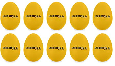 10x Kirstein ES-10Y Egg Shaker (Heavy Version, Schüttelei, Percussion, Rassel, robuste Kunststoff-Hülle, durchsetzungsfähiger Klang) gelb