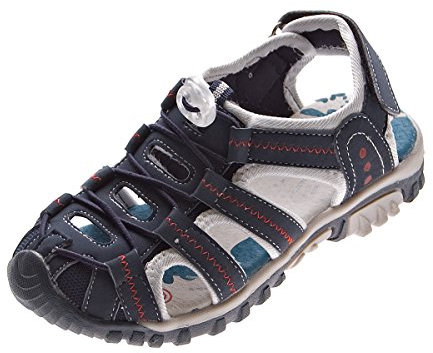 Magnus Kinder Sandalette geschlossen Gummizug Leder Innensohle Schuhe Blau Klettverschluss Gr. 34