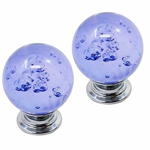FBSHOP(TM) 30mm 2 Stück Schrank Knöpfe Bubbles Glas Kristall Kleiderschrank Türgriffe und Möbelknopf Dekorative Schrank Schublade Kommode Knopf-Lila