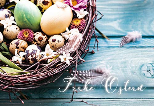 KE - Osterkarte Frohe Ostern Karte - Ostergrußkarte - Grußkarte - Format 17,0 x 11,5 cm - Klappkarte inkl. Umschlag - Motiv: Osternest