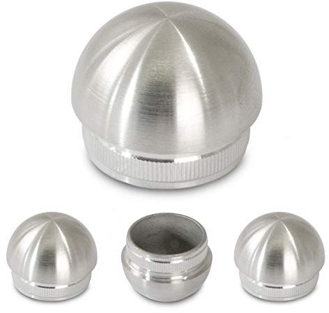 Endkappen Edelstahl V2A Rohrverschluss Deckel Rohrstopfen Stopfen f Geländerrohr 42,4mm (Rund | Hohl | Ø 42,4mm)