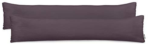 DecoKing 2 Kissenbezüge 40x200 cm Baumwolle Reißverschluss braun Amber, Schokolade