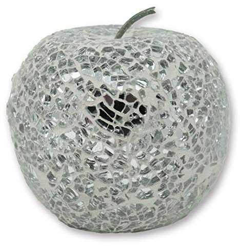 Angraves Mosaic Glass Silver Apple Home Decorative Fruit Bowl Display Piece Gift
