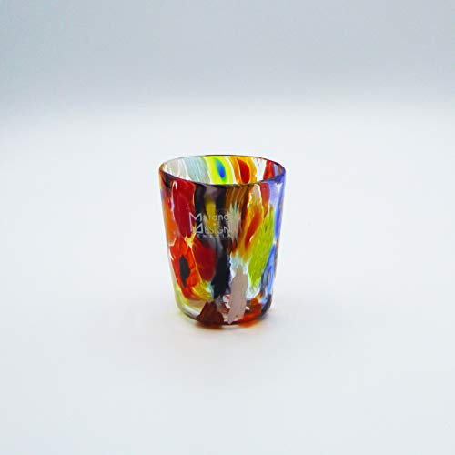 Vaso Estilo: Millefiori licor de cristal de Murano abierto a mano. Original Murano Glass. Fabricado en Italia (8 cm)