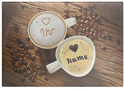 printplanet - Glas-Schneidbrett mit Namen oder Text selbst gestalten - Frühstücksbrettchen Personalisieren und Bedrucken – Motiv: Kaffee