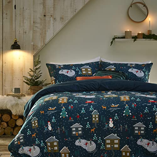 furn. Winter Pine Duvet Cover Set, Navy, Double