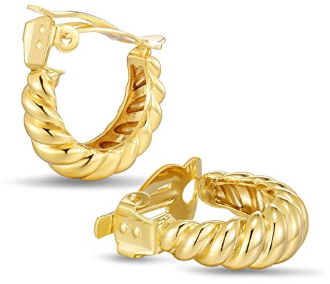 LILIE&WHITE Vergoldete Ohrclips – Elegante gedrehte Creolen für Damen
