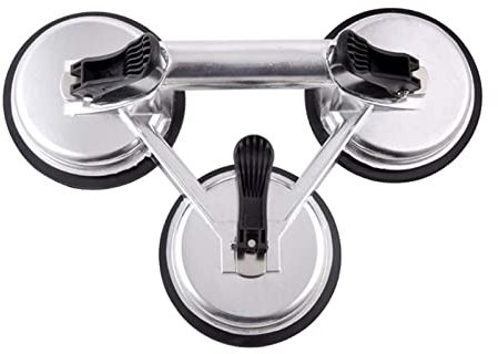Handles Lifting Sucker Heavy Duty Triple Locking Suction Cup Pad, Aluminum 3 Plates Hand Vacuum Lifter For Tiles&Glass&Granite, Level Action Type