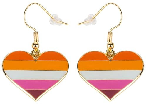 Sun Set Pride Heart Shape Dangle Ohrringe Gay & Lesbian LGBT Pride Geschenke Rainbow Schmuck