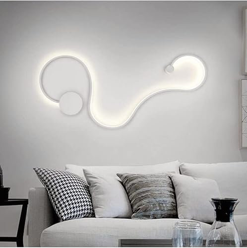 Applique Serpente Snake Applique lampada da parete a led illuminazione per interno moderno in alluminio luce 20w per Muro 840x340 mm (Luce Bianca Naturale 4000K)