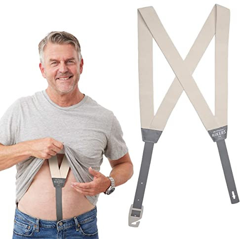 HIKERS - Versteckte Hosenträger für Herren unter der Kleidung – Hosenschlitz mit Knopfverschluss, Weiss/opulenter Garten, L