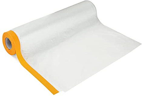 NOHJER 4m*20m Self-Adhesive Plastic Dust Sheets Roll, Dust-Proof Pretaped Masking Film for Painting, Decorating, Furniture Covering (4m*20m)