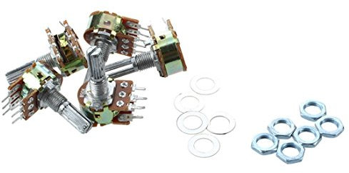 5 Stück B50K 50K Ohm 6 Pins Split Shaft Linear Taper Potentiometer