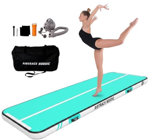 AirTrack Nordic Home Special Edition Air Track Matte 3m/4m/5m/6m/7m/8m mit Luftpumpe, Turnmatte Aufblasbar für Gymnastik, Yoga, Langlebig & Einfach zu Transportiere Air Tracking Gymnastikmatte Zuhause