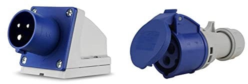 REV 0510615555 Caravan, CEE-Stecker Wand 230V, 3-polig, 1Ph + N+ PE, IP44, blau & Cartrend Caravan 40557L Caravan CEE-Kupplung 16A, blau/grau, 3-polig