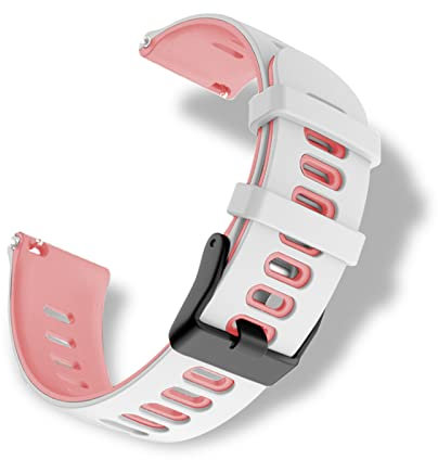 RoYiio Bracelet Silicone pour Largeur Pattes de Montre 20mm, Doux et Confortable, étanche, Bracelet de Remplacement Sport pour Hommes Femmes - Blanc Rose