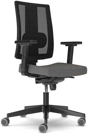 NOWY STYL Bürostuhl Navigo, Drehstuhl, Arbeitsdrehstuhl, Synchronmechanik, Schiebesitz, 3D Armlehnen, Netzrücken, ergonomisch, dunkelgrau
