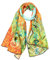Prettystern Damen langer Seidenschal 100% Satin Seide 160cm Kunst-Motiv van Gogh Schwerlilien Golden Türkis-blau P060