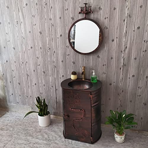 ZARBAILRE Lavandino A Piedistallo, Mobile Lavabo Industriale, Mobile Bagno retrò Industriale, Mobile Lavabo Bagno e unità di Vanità (G)