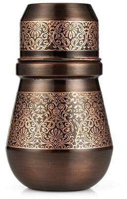 Nachttisch-Wasserkaraffe – Kupferflasche für Trinkwasser – Krug mit Deckel – Ayurveda-Heilvorteil, robustes Gefäß – 963 ml