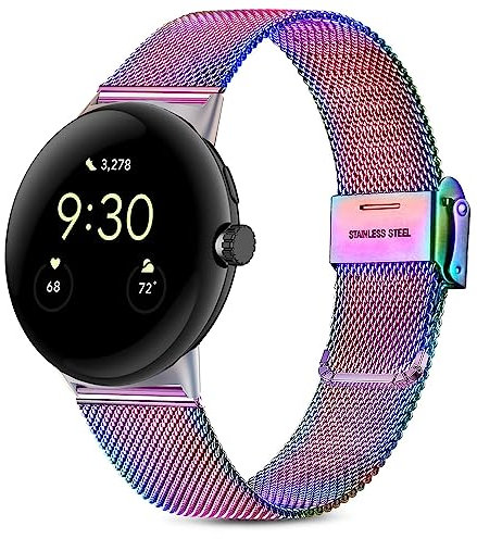 Issinlky Metallband kompatibel mit Google Pixel Watch, Mesh Edelstahl Metall Armband für Google Pixel Watch Männer Frauen