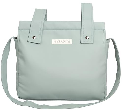 MIMUSELINA Bolso Panera Bolso Carro Bebe Impermeable - Diseño Versátil con Gran Capacidad, Asas Múltiples y Cremallera Segura - Duradera y Fácil de Limpiar - Exterior de Polipiel (Green)