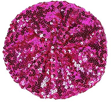 Baskenmütze Damen Pailletten Mütze Glitzer Barett Beret Kopfbedeckung Party Franzosenmütze Disco Damenmütze Paillettenmütze Karneval Kostüm Zubehör Damen Baskenmütze mit (Hot Pink, One Size)